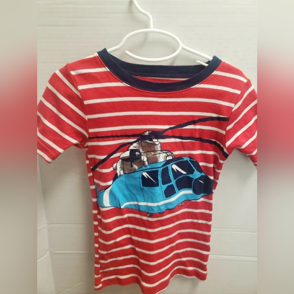 Kids Carter's Red Striped Helicopter Short-Sleeve T-shirt Sz 7